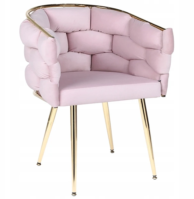 Velaco Velvet Glamour fotelis Borneo pudrinės rožės, auksinės kojos