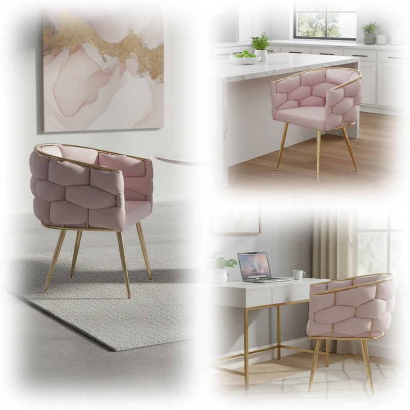 Velaco Velvet Glamour fotelis Borneo pudrinės rožės, auksinės kojos