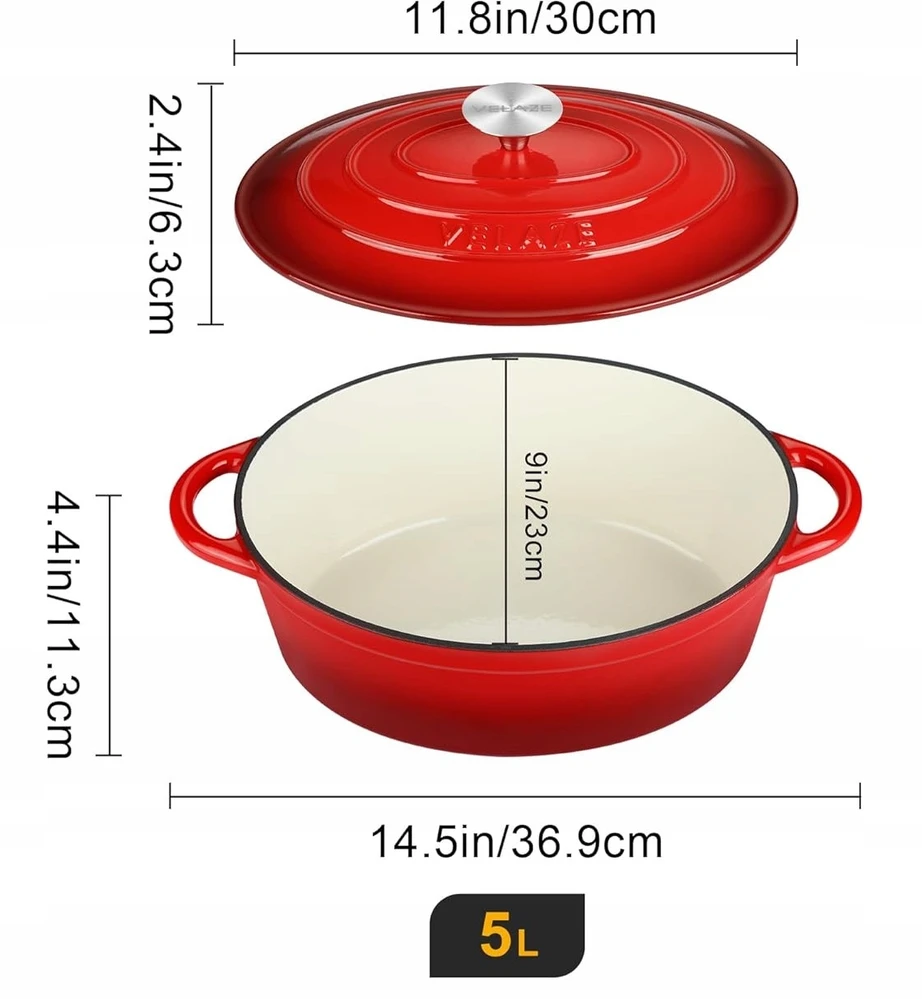 VELAZE indukcinis ketaus puodas | 30cm - 5L