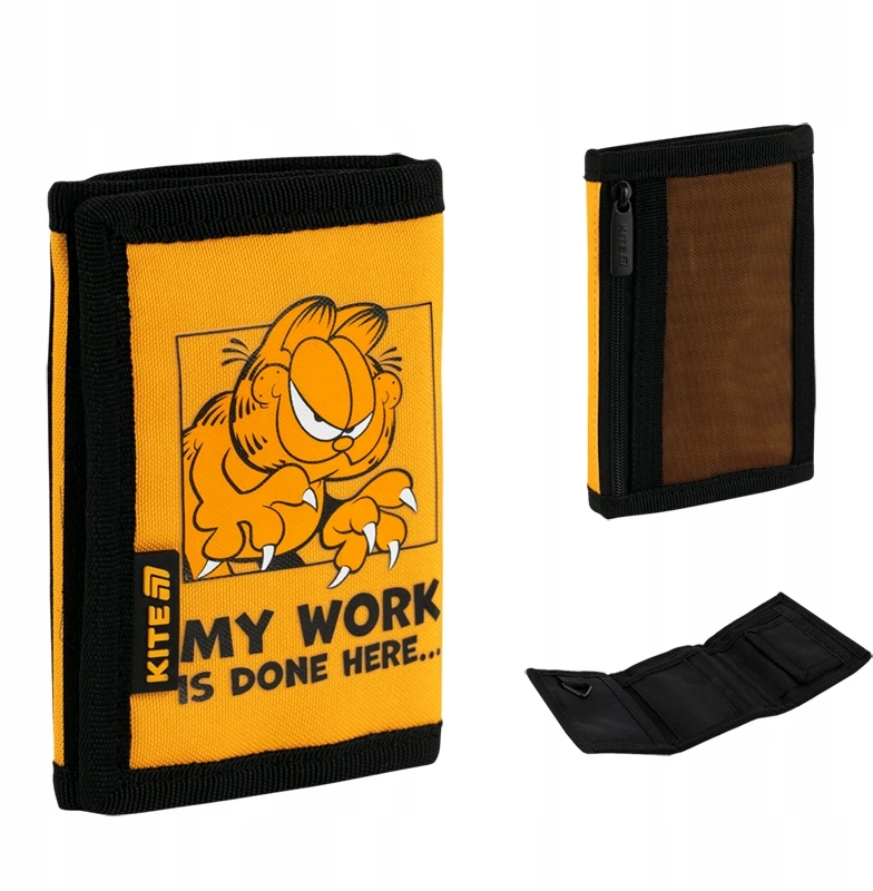Velcro piniginė vaikams su raktų laikikliu, oranžinė Garfield Kite