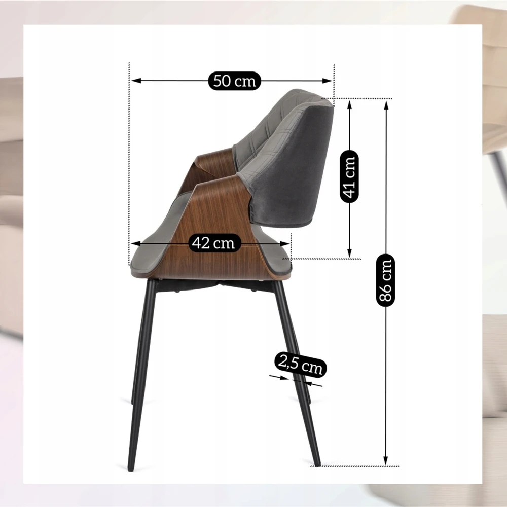 Veliūrinė kėdė Mebel Elite DAKOTA pilka