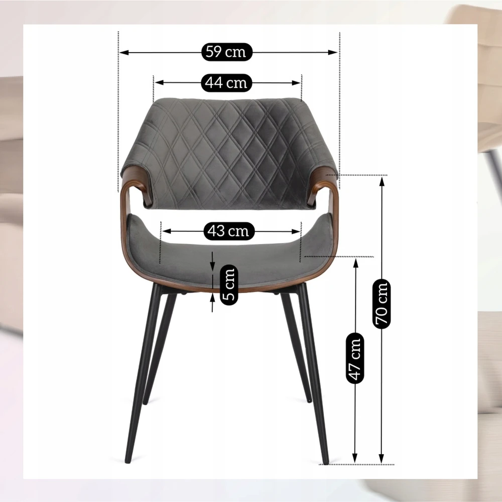 Veliūrinė kėdė Mebel Elite DAKOTA pilka