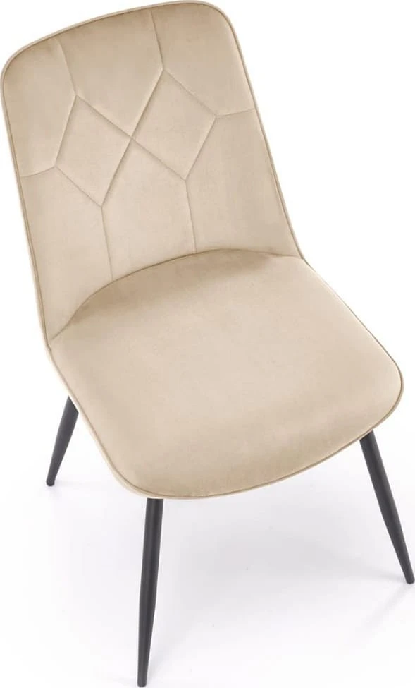 Veliūrinė kėdė su siūlėmis K539 smėlio spalvos Halmar