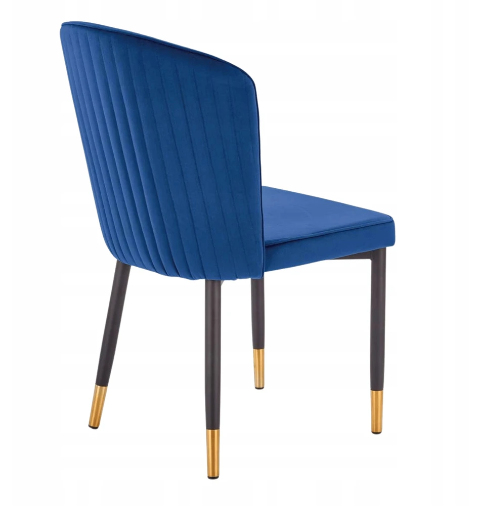 Veliūrinė kėdė svetainei Glamour Navy Mėlyna Juodas Gold Legs K446 Halmar