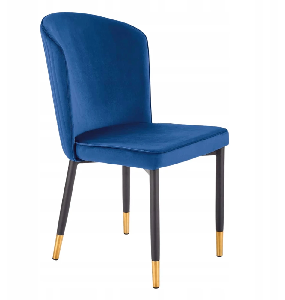 Veliūrinė kėdė svetainei Glamour Navy Mėlyna Juodas Gold Legs K446 Halmar