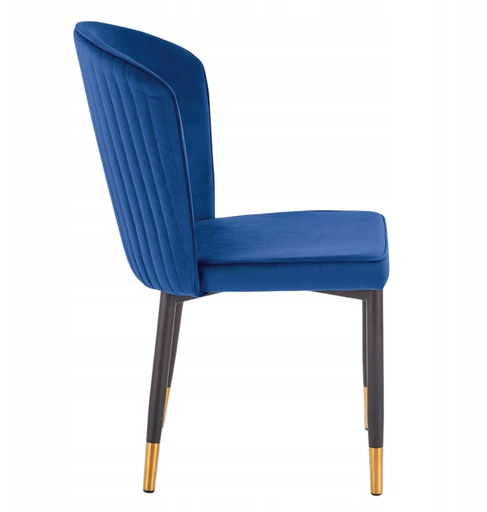 Veliūrinė kėdė svetainei Glamour Navy Mėlyna Juodas Gold Legs K446 Halmar