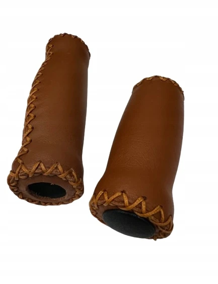 Velo Ergonomiškos odinės dviračio rankenos Ergo 130mm/100mm su kamštukais
