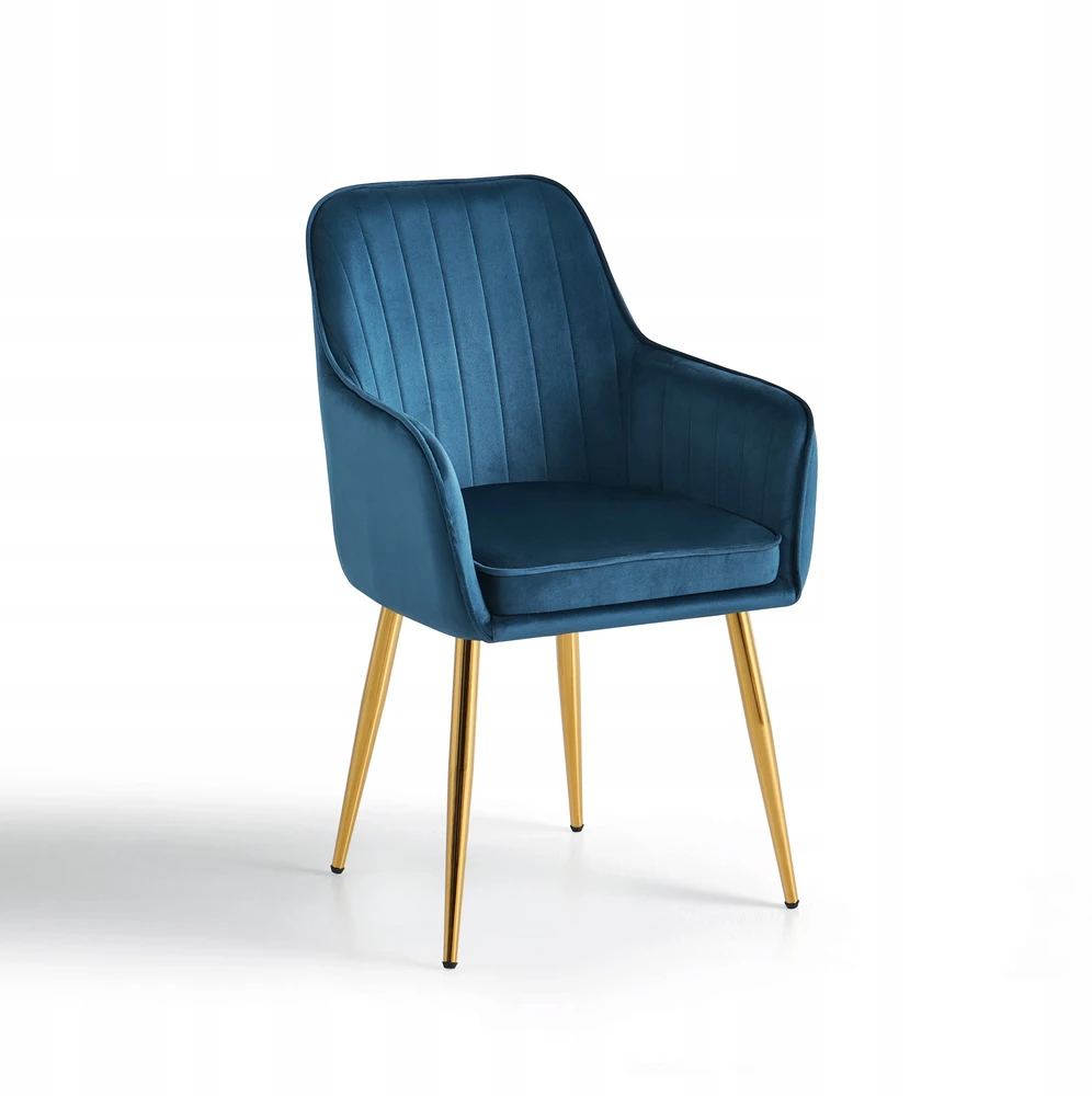 „Velour Sea Glamour“ valgomojo kėdė su auksinėmis chromuotomis kojomis