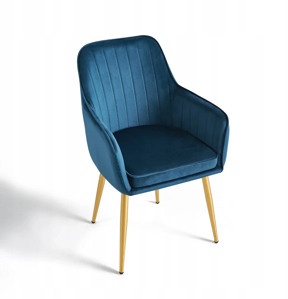 „Velour Sea Glamour“ valgomojo kėdė su auksinėmis chromuotomis kojomis