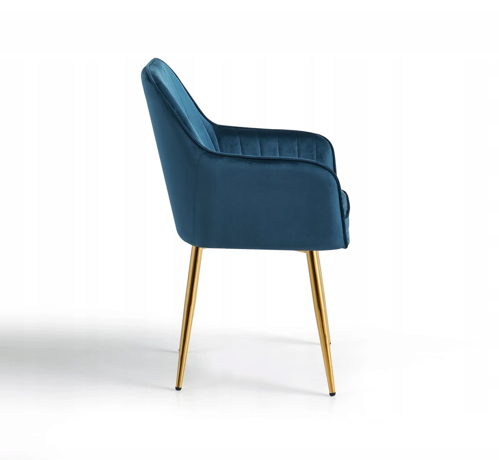 „Velour Sea Glamour“ valgomojo kėdė su auksinėmis chromuotomis kojomis