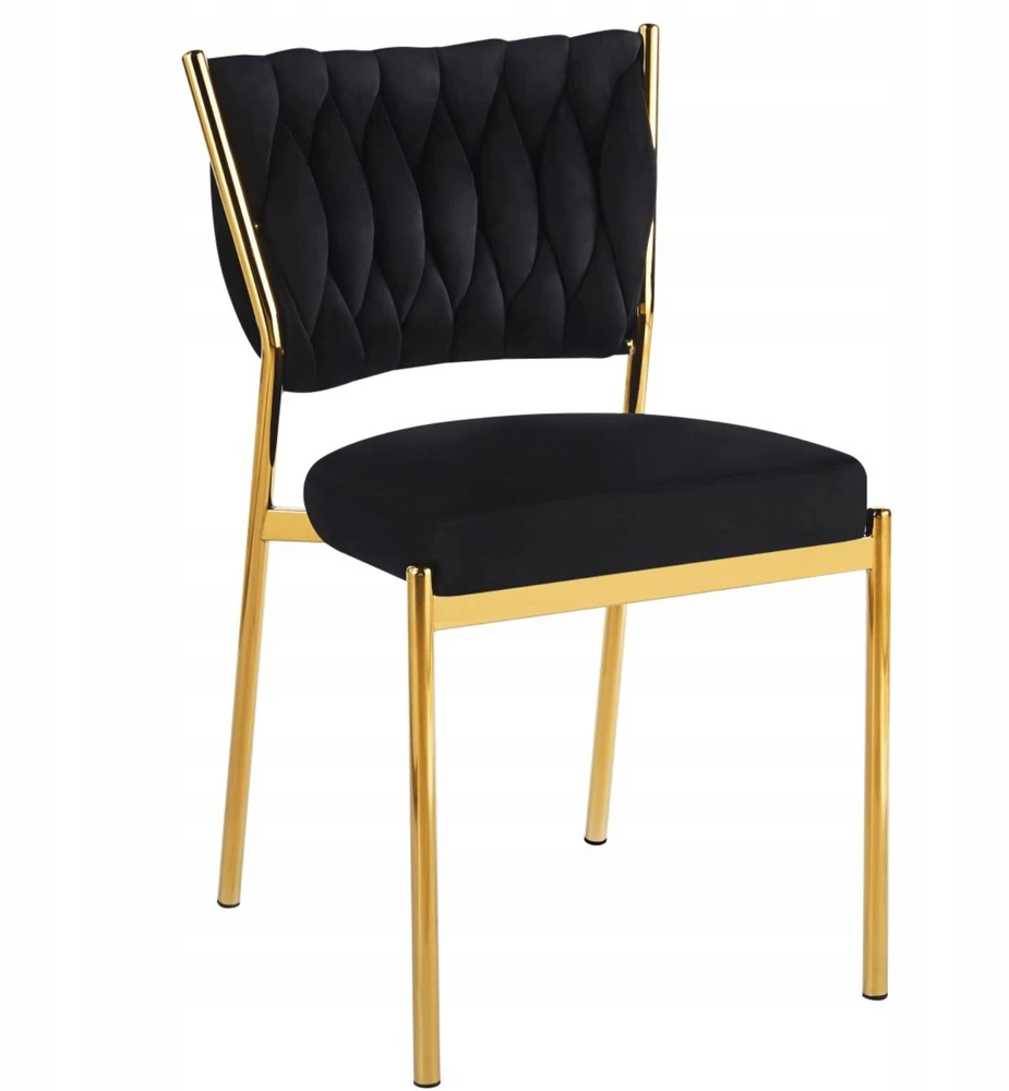 Monovo Velvet Glamour kėdė valgomajam, virtuvės svetainei, Juodas Velvet, Gold TOKIO
