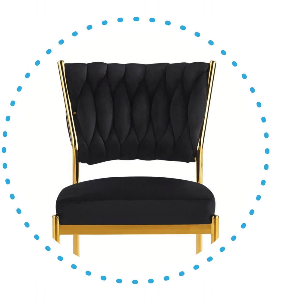 Monovo Velvet Glamour kėdė valgomajam, virtuvės svetainei, Juodas Velvet, Gold TOKIO