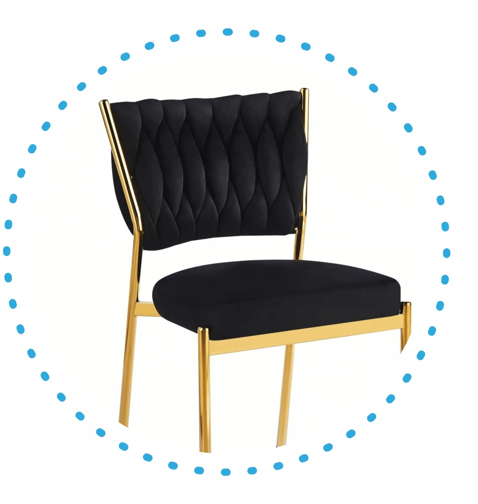 Monovo Velvet Glamour kėdė valgomajam, virtuvės svetainei, Juodas Velvet, Gold TOKIO