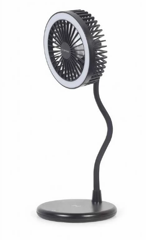 Gembird | TA-WPC10-LEDFAN-01 stalinis ventiliatorius su lempute ir belaidžiu įkrovikliu | N/A | Telefonas arba planšetinis kompiuteris su integruotu belaidžiu „Qi“ įkrovimu