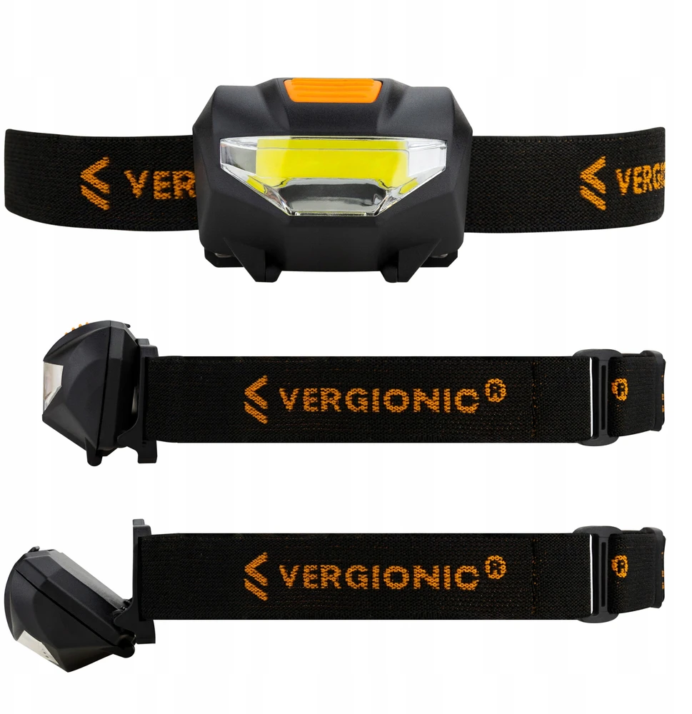 Vergionic COB LED PRIEKINIS ŽIBINTAS 3W BATERIJA VEIKIMAS PRIEKINIS ŽIBINTAS, ATSPIRUS VANDENiui RINKINYS