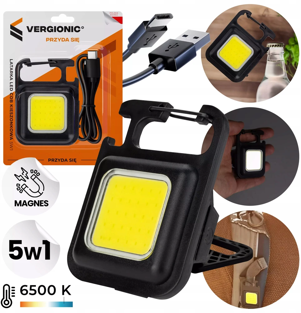 Vergionic Galinga mini Led Cob darbo lempa su Usb, magnetu ir atidarytuvu