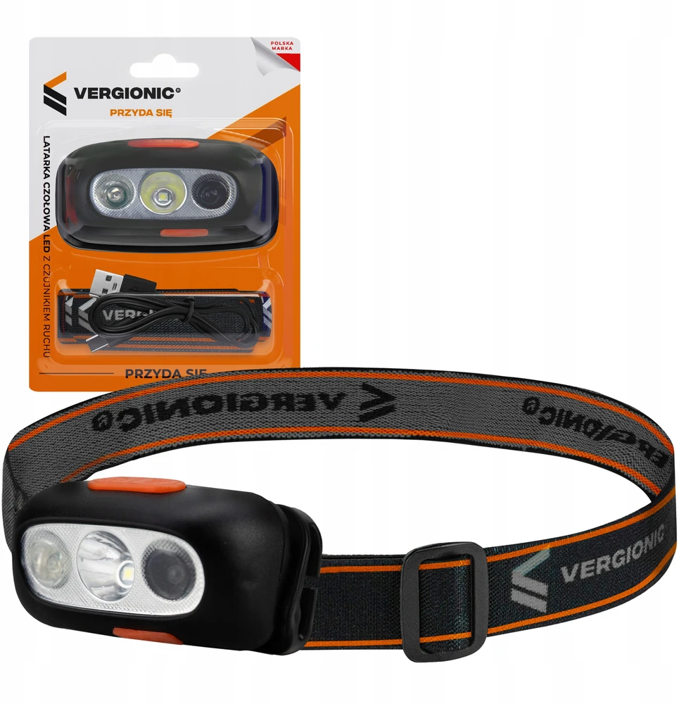 Vergionic LED PRIEKINIS LEMPAS SU JUDESIO JUTIKUMU, USB ĮKRAUKAMŲ PRIEKINIŲ LEMPŲ RINKINYS