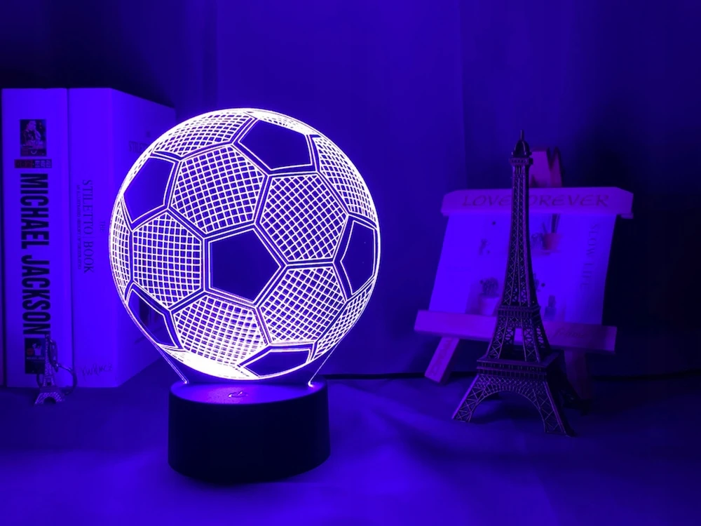 Verk Group Naktinė lempa su 3D futbolo kamuoliu, 16 spalvų, nuotolinis valdymas