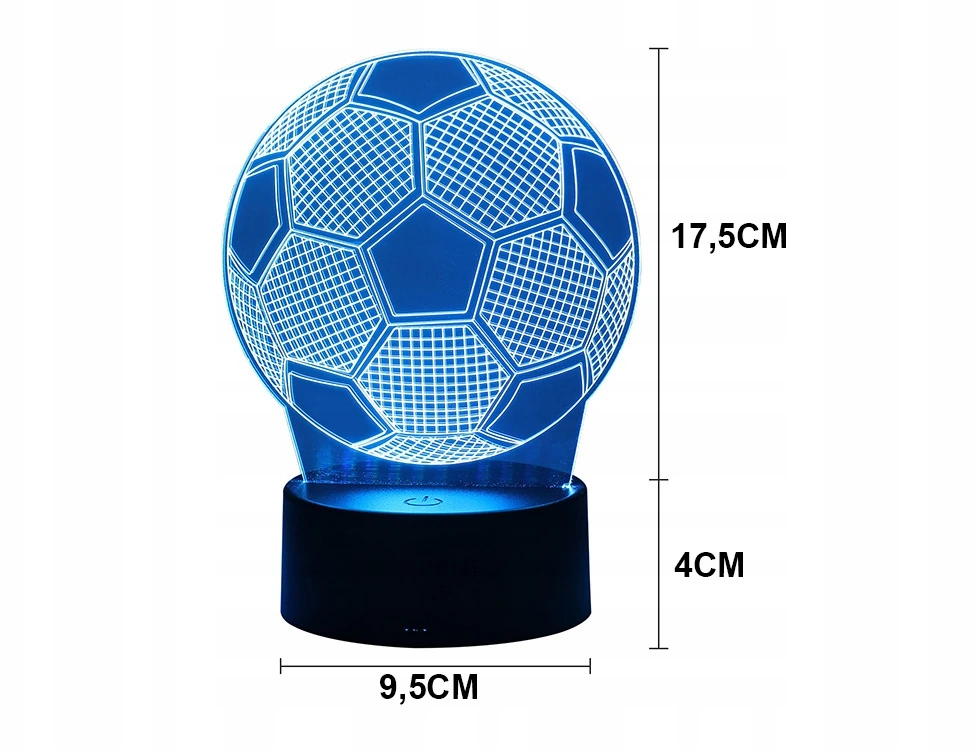Verk Group Naktinė lempa su 3D futbolo kamuoliu, 16 spalvų, nuotolinis valdymas