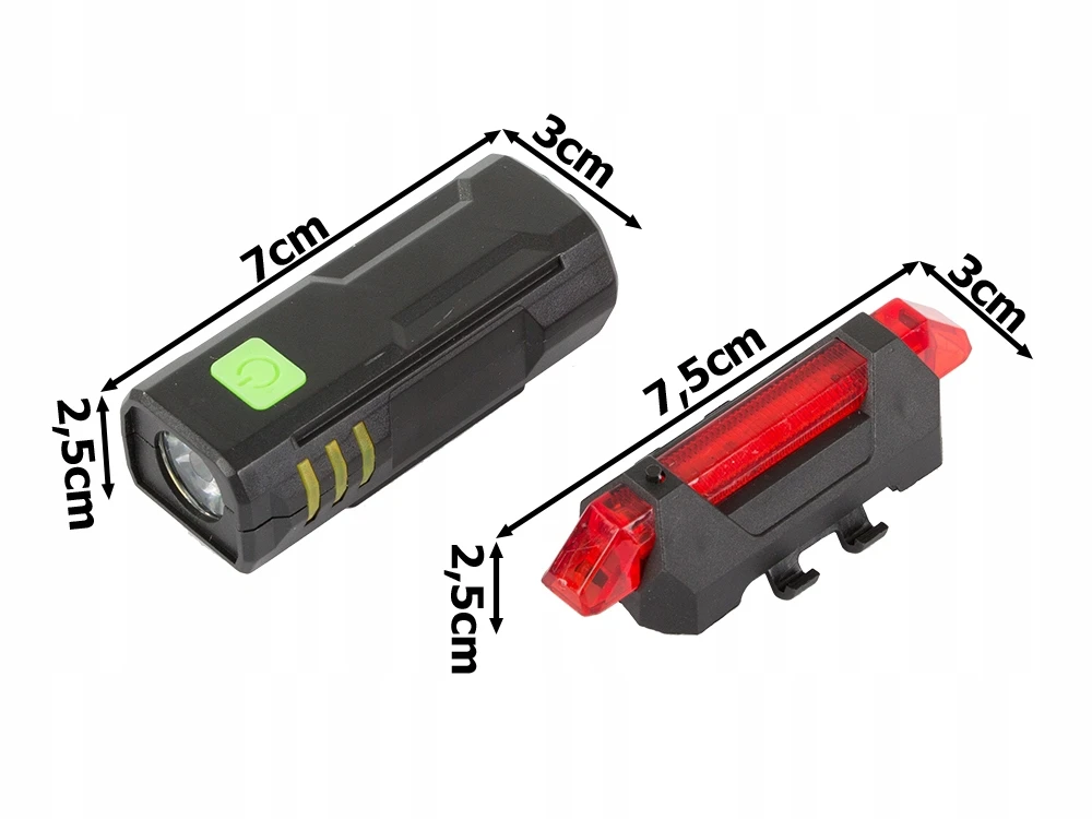 Verk Group Lampka rowerowa led komplektas tył przód usb na rower