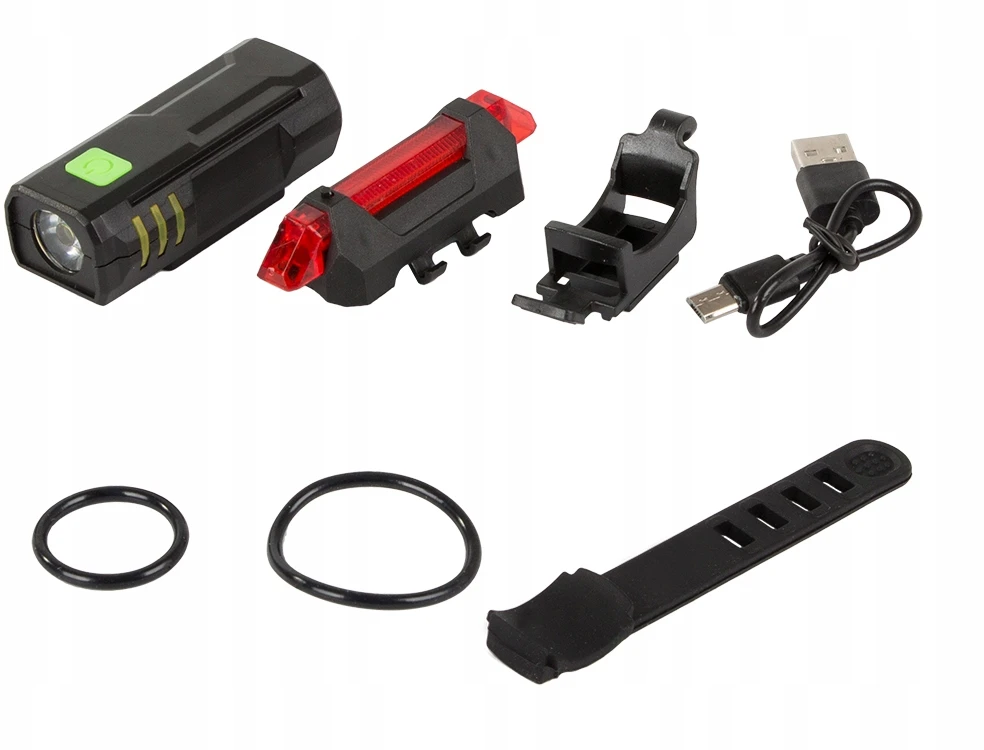 Verk Group Lampka rowerowa led komplektas tył przód usb na rower