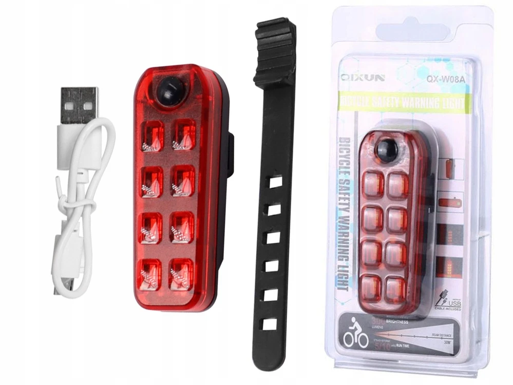 Verk Group Dviračio galinis žibintas LED su USB įkrovimu