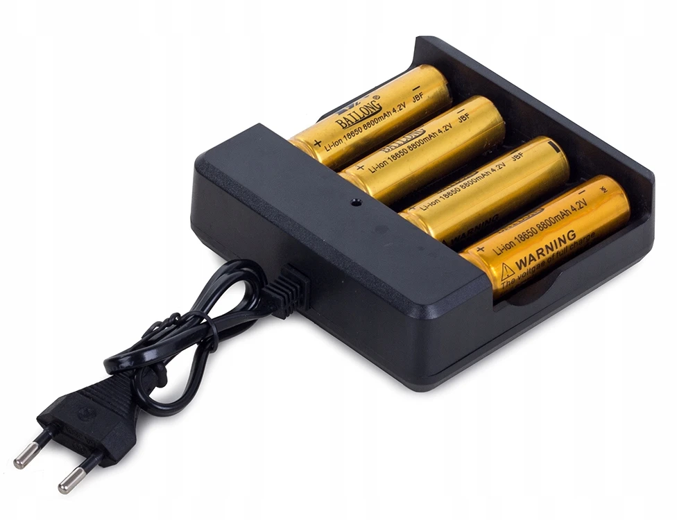 Verk Group Keturgubas ličio jonų kroviklis 18650 su LED indikatoriumi