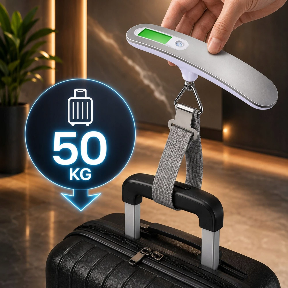 Verk Group Bagažo svarstyklės 50kg su LCD ekranu