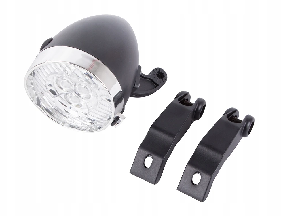 Verk Group Priekinis dviračio žibintas su 3 LED baterijomis, retro stiliaus, chromuotas