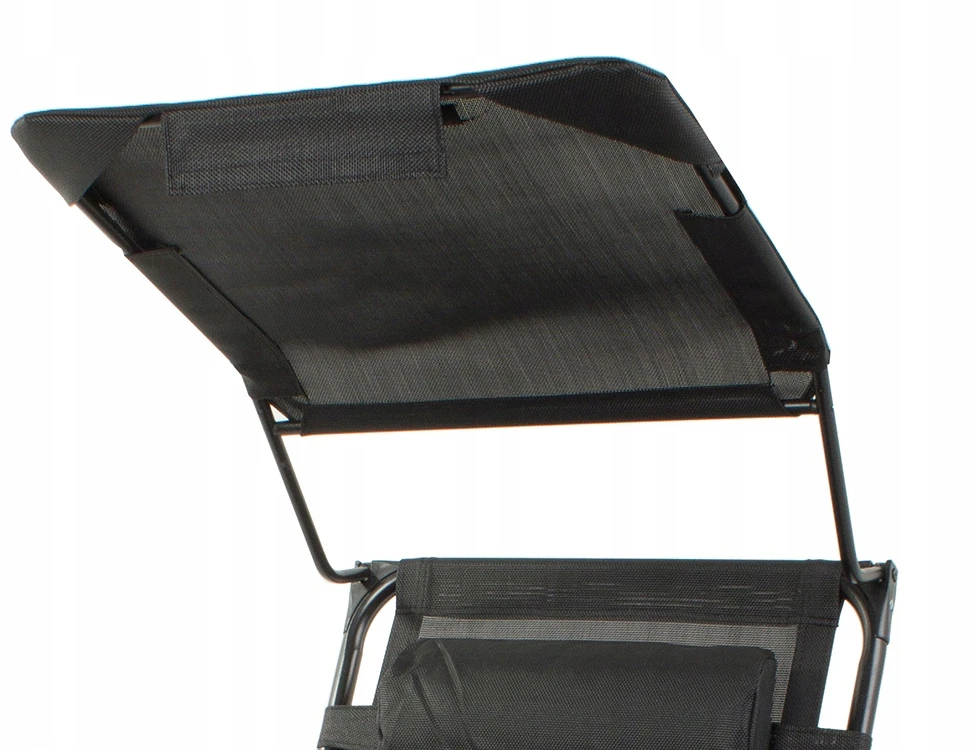 Verk Group Sulankstomas sodo gultas su stogeliu ir staliuku, 140 kg, juodas