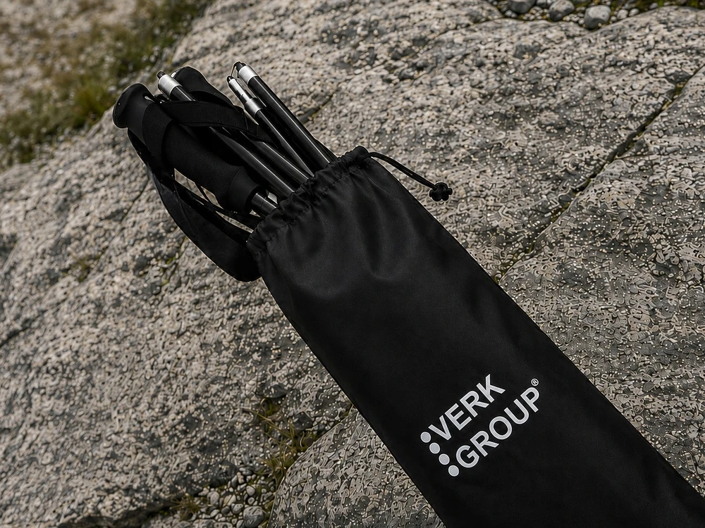 Verk Group Sudedamos trekingo lazdos, aliuminis, 4 segmentai, su dėklu ir antgaliais