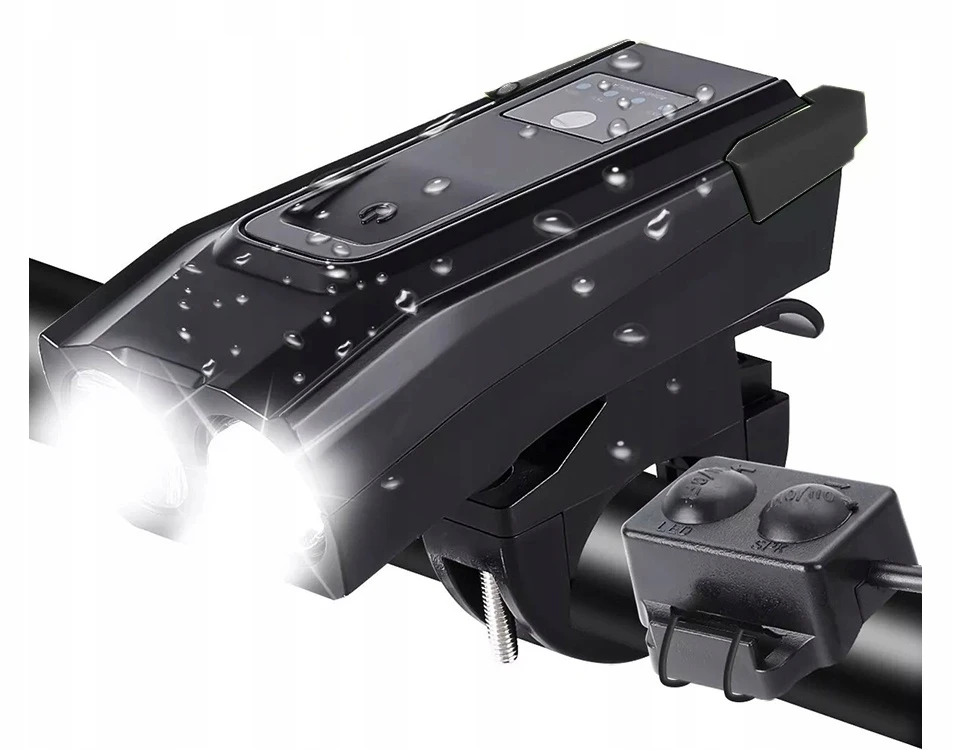 Verk Group Dviračio žibintas su garsiniu signalu 2 viename, LED, 11x5,5x4 cm