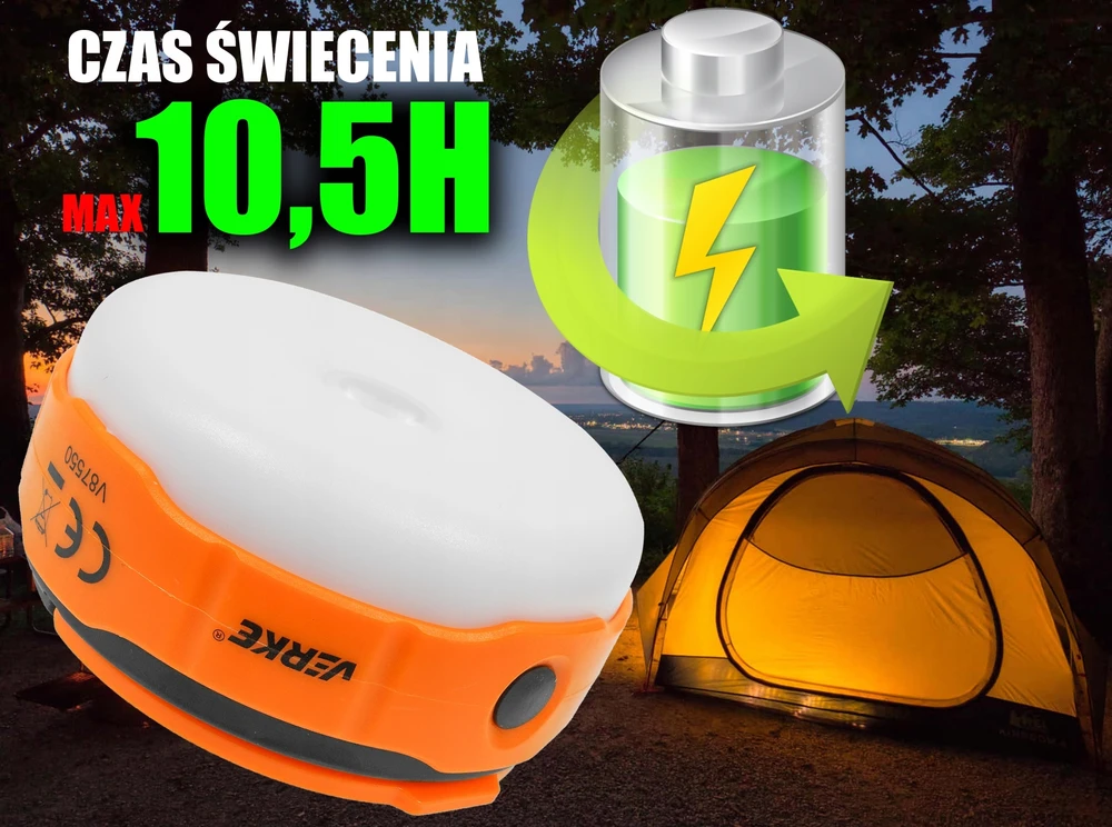 Verke Led darbo ir kempingo lempa su powerbank ir saulės įkrovimu