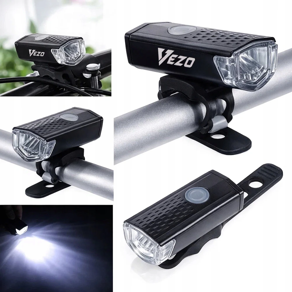 VEZO 2x Dviračio apšvietimas PRIEKINIS GALINIS LED DVIRAČIO RINKINYS USB PRIEKIS GALINIS
