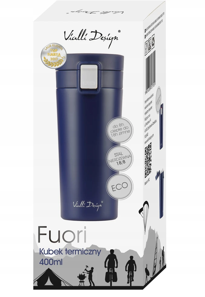 Vialli Design termo puodelis Fuori, 400 ml, tamsiai mėlynas