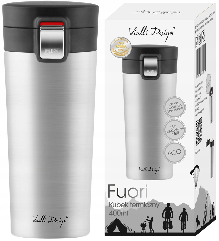 Vialli Design termo puodelis Fuori, 400 ml, plieno spalvos/matinis