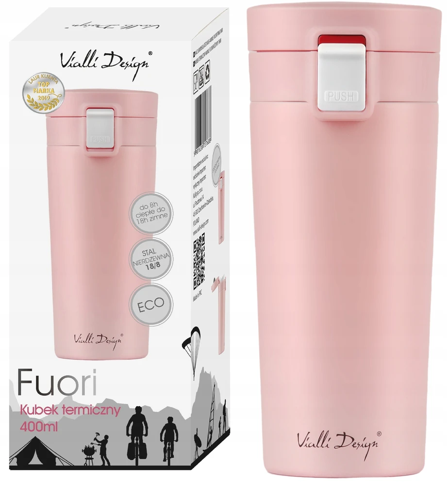 Vialli Design termo puodelis Fuori, 400 ml, rožinis