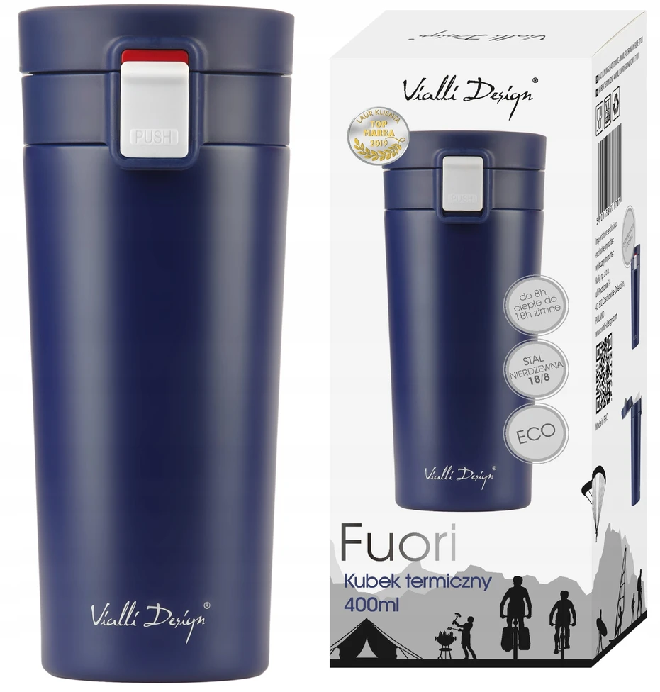 Vialli Design termo puodelis Fuori, 400 ml, tamsiai mėlynas