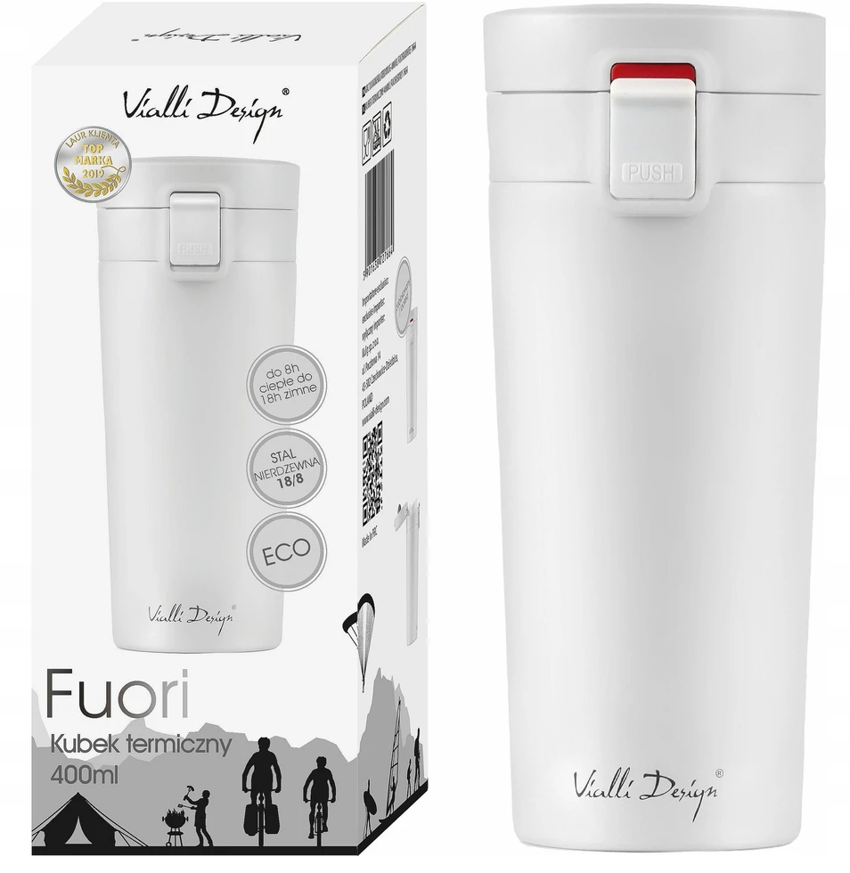 Vialli Design Termopuodelis, 400ml, baltas