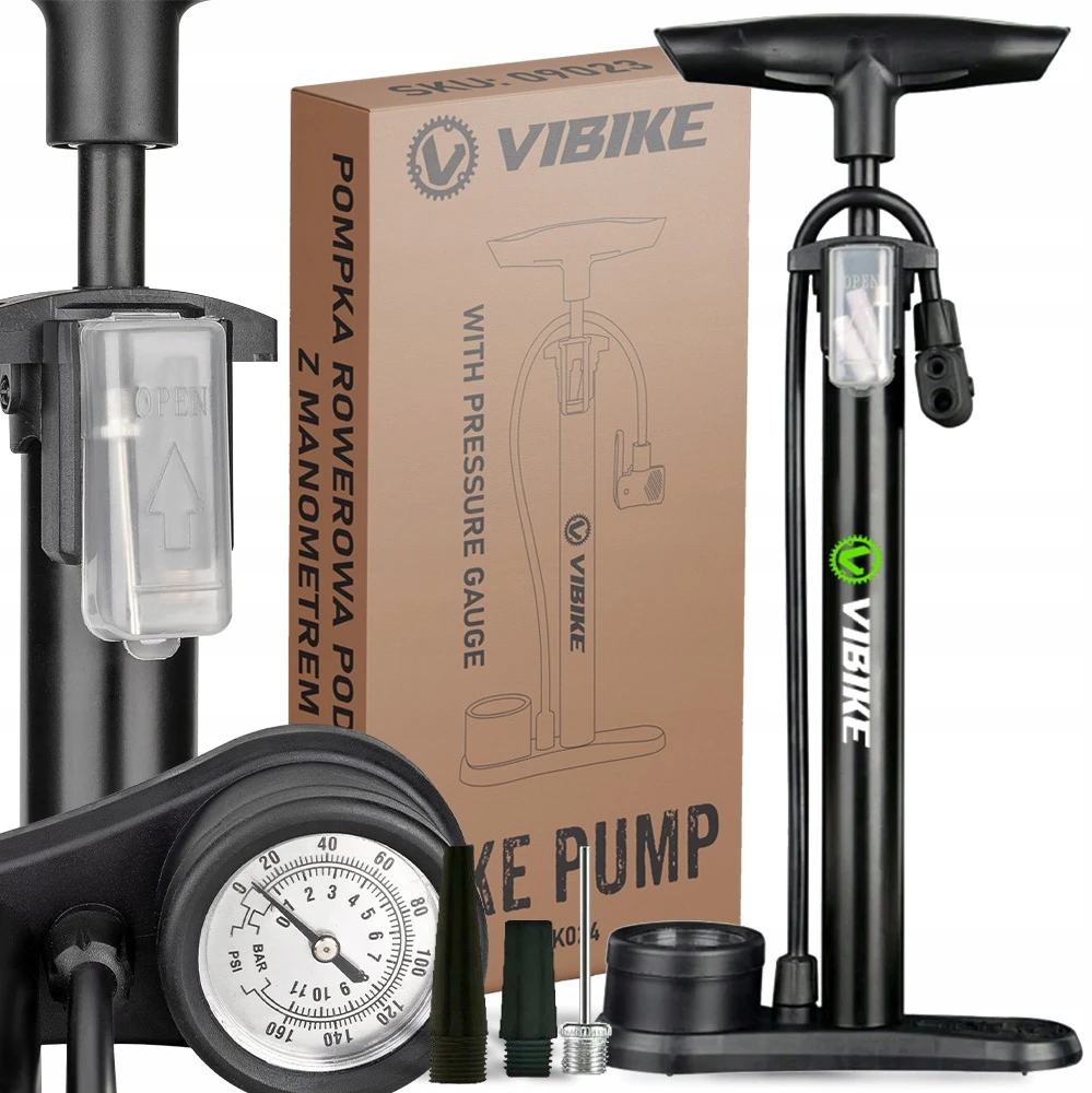 Vibike Rankinis dviračio siurblys su manometru dviračiui
