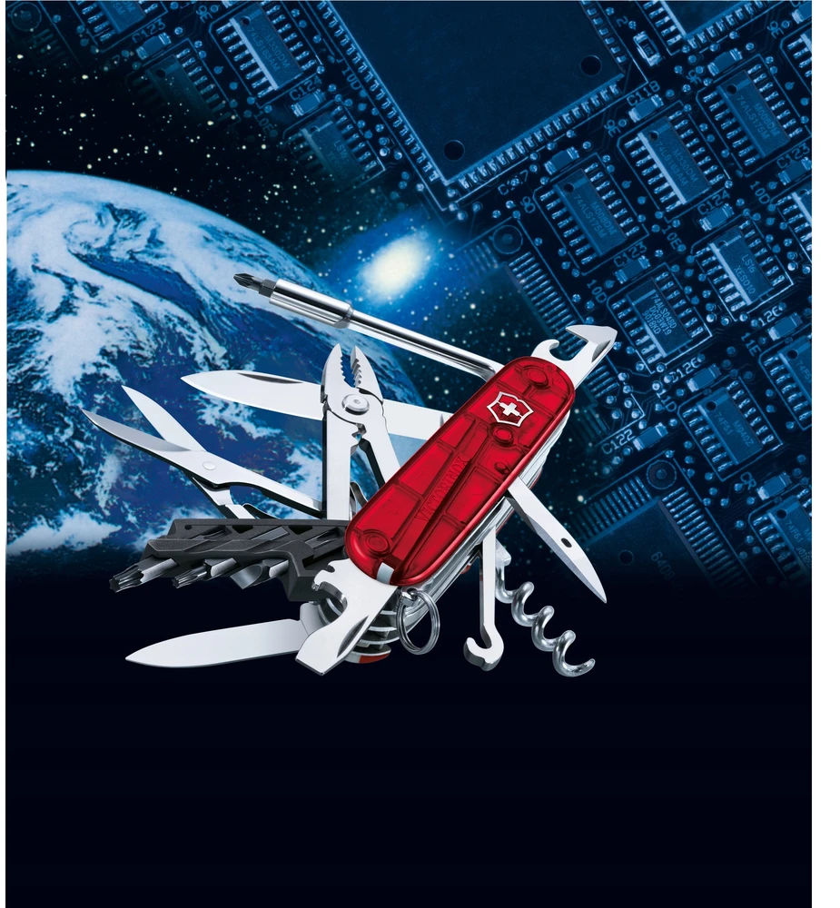 Victorinox V-1.77 25.T kišeninis peilis Cyber Tool M, raudonas permatomas