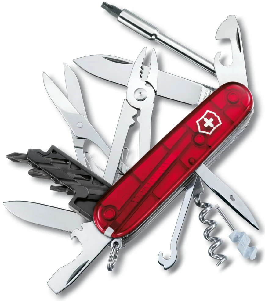 Victorinox V-1.77 25.T kišeninis peilis Cyber Tool M, raudonas permatomas
