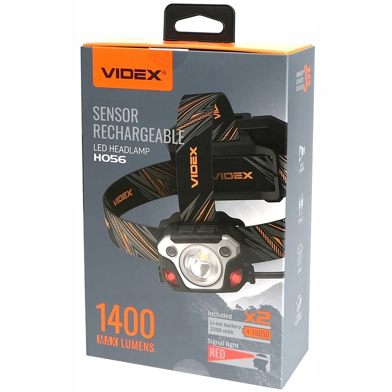 Videx Įkraunamas LED priekinis žibintas 20W IP65 - šaltai balta (6500K) - 1400Lm