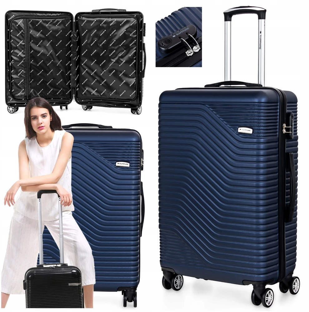 VIDUTINĖS KELIONĖS lagaminas ant ratų, BAGAŽAS pagamintas iš ABS, tvirtas, XL Sapphire DUO KOMBINACIJA
