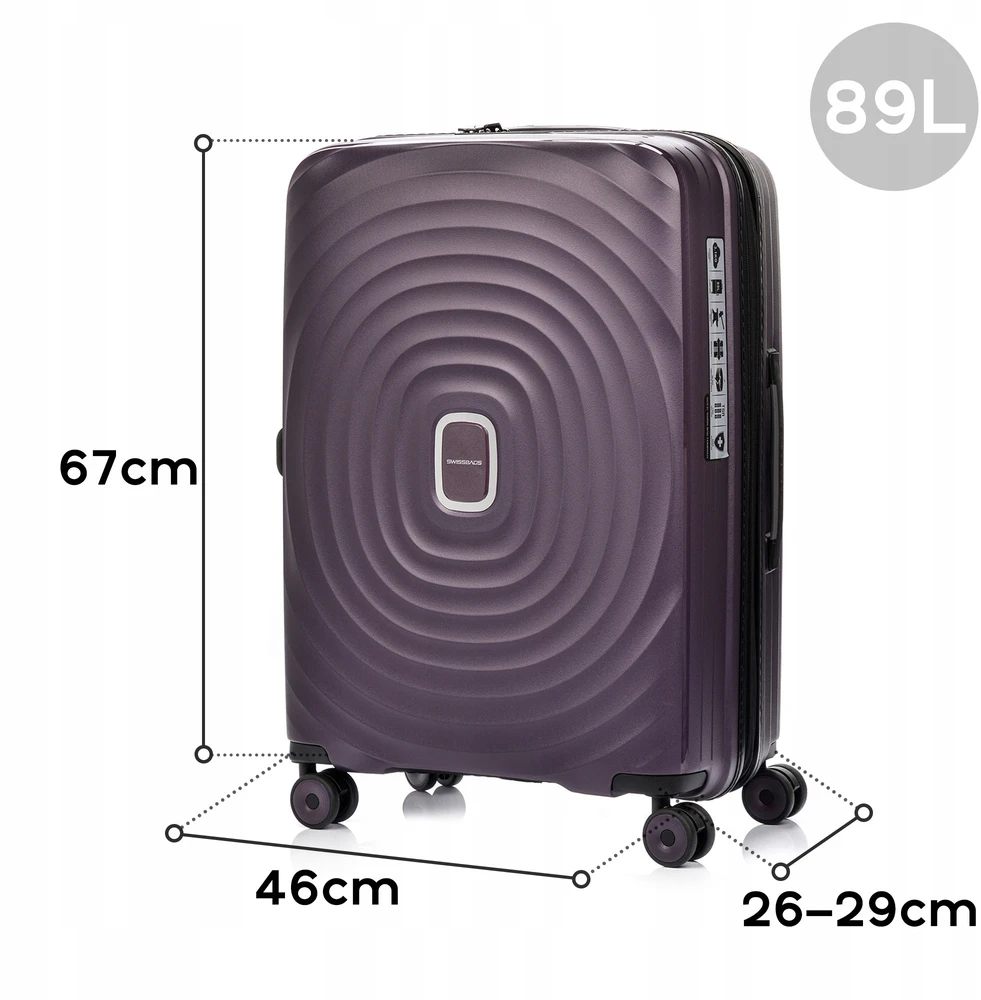 Kelioninis Vidutinio dydžio lagaminas Swissbags Echo 72- 89l 65cm polipropileno tsa kietasis lagaminas