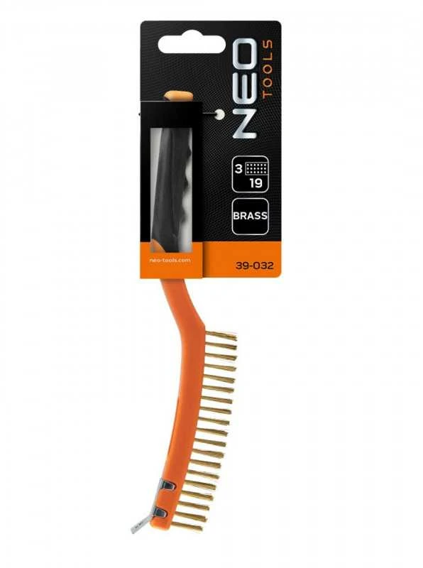 Vielinis šepetėlis NEO 345 mm, žalvario viela, 3x19 eilučių, su grandikliu