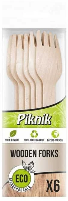 Vienkartinės medinės šakutės Piknik ECO 6vnt