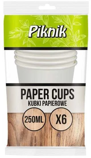 Vienkartinės popierinės stiklinės Piknik ECO 6vnt