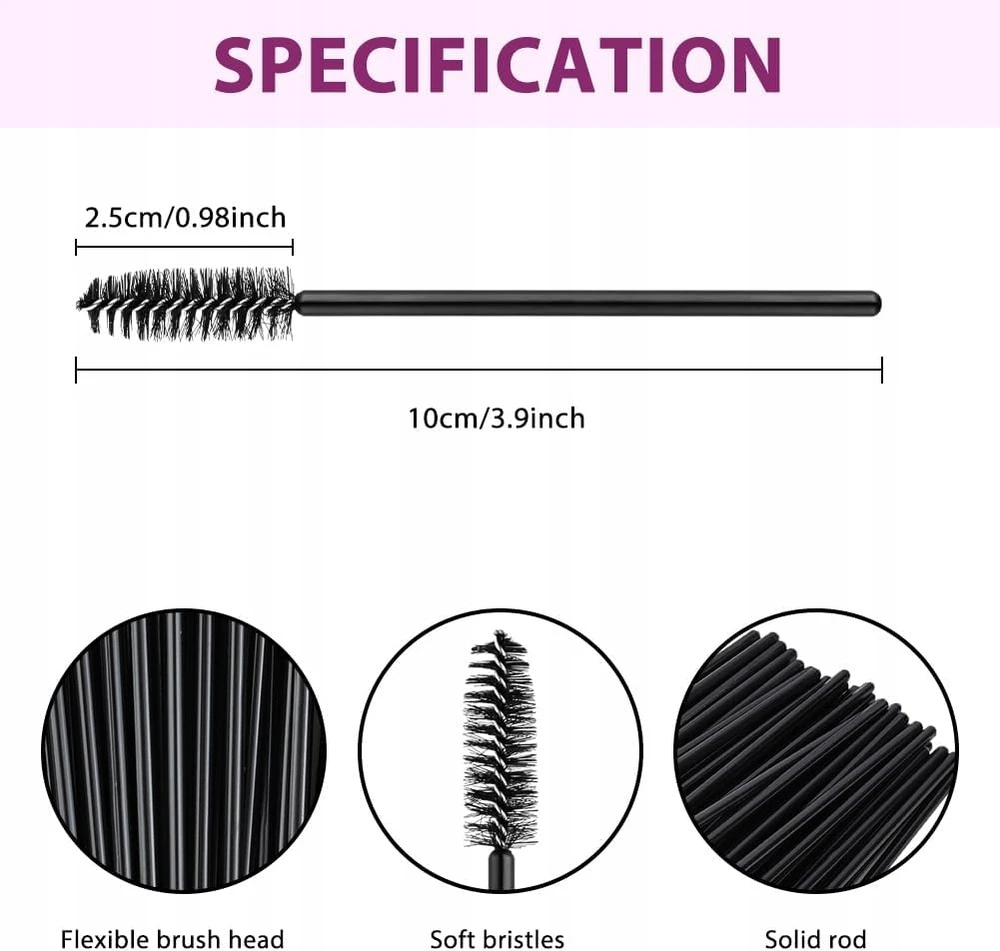 Vienkartiniai blakstienų šepetėliai 150 VNT 96 CM SPIRALINIAI ŠEPETĖČIAI FIBER