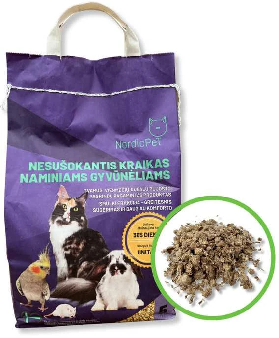 Vienmečių augalų pluošto kraikas naminiams gyvūnėliams Nordicpet, 5 L